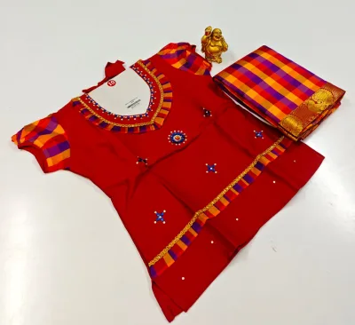 Princess Charm Embroidered Pattu Pavadai Set